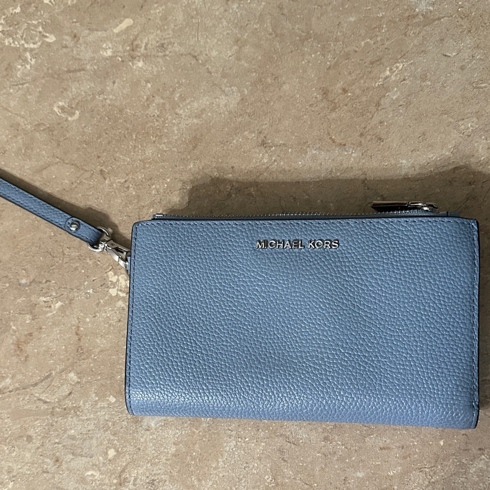 Michael Kors Pebbled Leather Wristlet in Blue